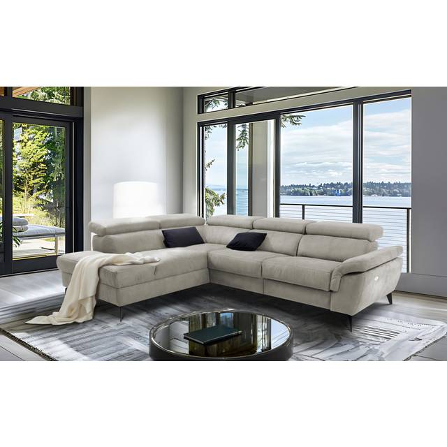 Mirano Imitating Leather Fabric Electric Reclining Corner Sectional - Beige (97cm H X 265cm W X 210cm D)