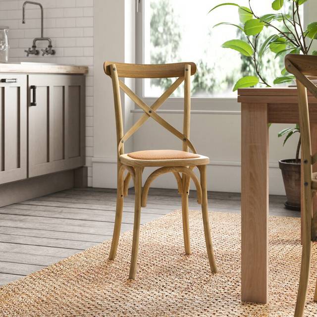 August Grove Berkely Cross Back Stacking Side Chair Brown 89cm H X 45cm W X 42cm D