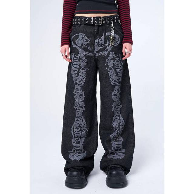 Minga London - Bones Black Washed - Jeans - black - W30 - 100% Cotton,Denim