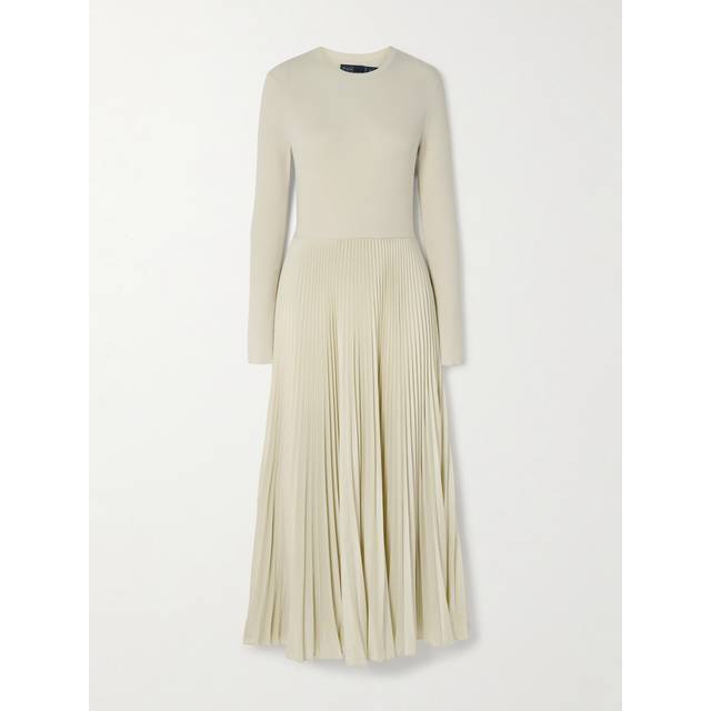 Polo Ralph Lauren Ribbed-Knit Plissé Dress - L