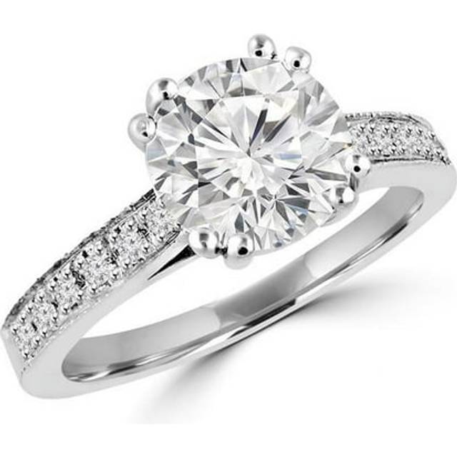 Majesty Diamonds MD160110-6.75 0.8 CTW Round Cut Diamond Multi Stone Engagement Ring in 14K White Gold, Size 6.75