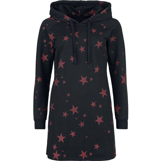 RED by EMP Hoodie Dress with Stars Mini Dress black dark red