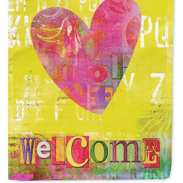 Caroline's Treasures SB3099CHF Artsy Welcome Heart Flag Canvas  Large  Multicolor