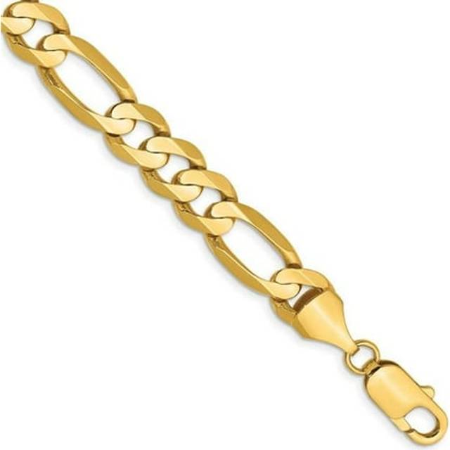 14K Yellow Gold 8.75 mm Concave Open Figaro 9 in. Chain Bracelet