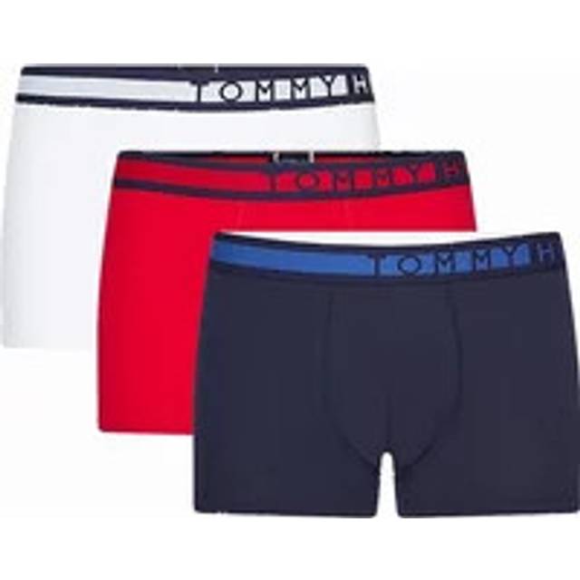 Tommy Hilfiger Men's 3-Pack Boxer Trunks, Navy Blazer / Tango Red / PVH White - Size: 33/32/32