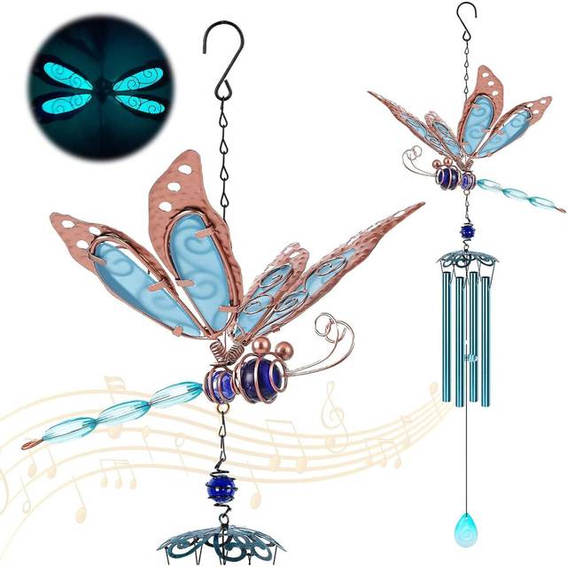 outdoor memorial wind chime outdoor with glow-in-the-dark wings wind chime suitable for garden window patio or holiday decoration