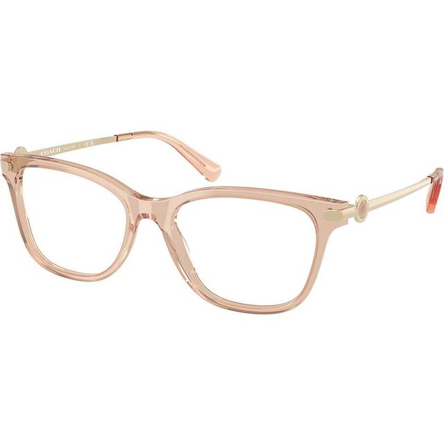 Coach HC6176F Asian Fit 5561 Women's Eyeglasses Brown Size 55 (Frame Only) - Blue Light Block Available - Transparent Champagne Light Brown (55)