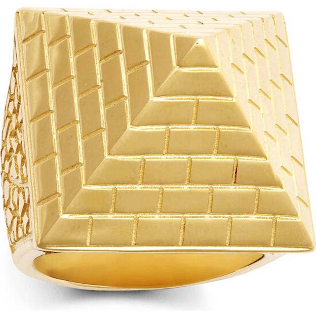 (Z1) Jewelco London Men's Solid 9ct Yellow Gold Egyptian Pyramid 1 1/2oz 30mm Signet Ring - JRN585