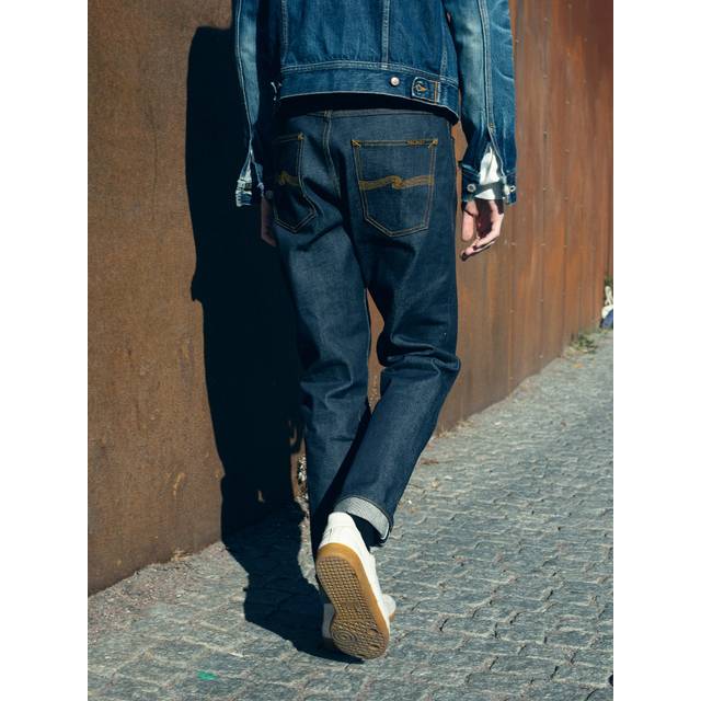 Nudie Jeans Steady Eddie II Gravity Selvage Mid Waist Regular Tapered Fit Organic Selvedge Jeans W38/L34 Sustainable Denim - Blue (W38/L34)
