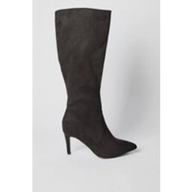 Womens Wide Fit Holland Pointed High Stiletto Heel Knee Boots - Natural Black - 6