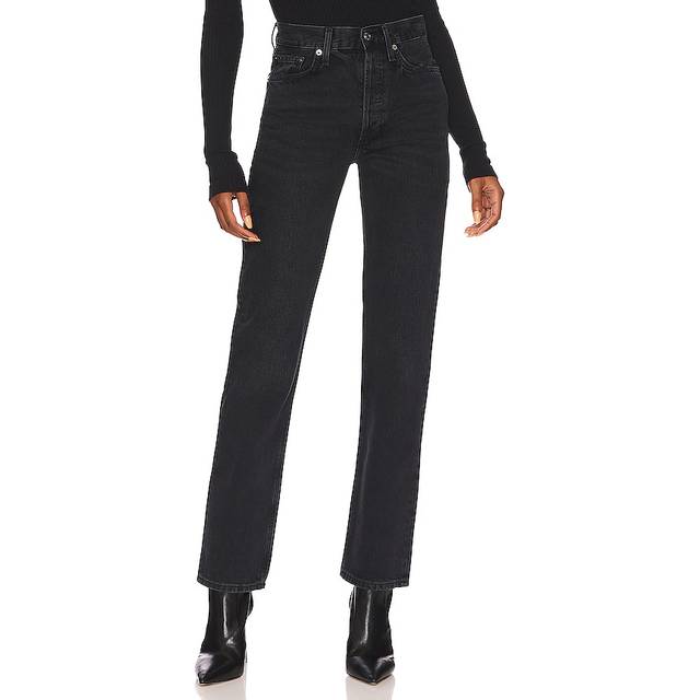 AGOLDE Lana Mid Rise Straight in Conduct - Black. Size 25 (also in 23, 24, 26, 27, 28, 29, 30, 31, 32, 33, 34). (25)