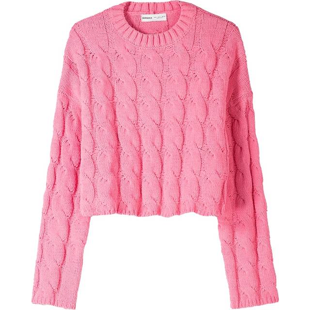 Bershka – Rosa kabelstickad tröja