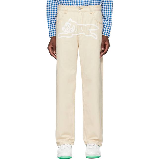 Icecream Mens Ecru Running Dog Denim Jeans 32 - ECRU
