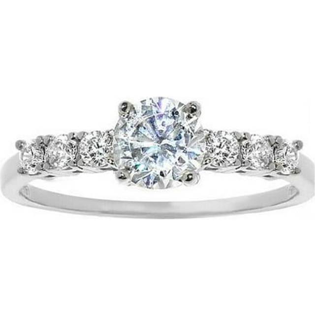 Precious Stars OS0023W-RG-sz8.5 14k White Gold 1.2 Carat TGW Round Cut Diamonette Engagement Ring - Size 8.5