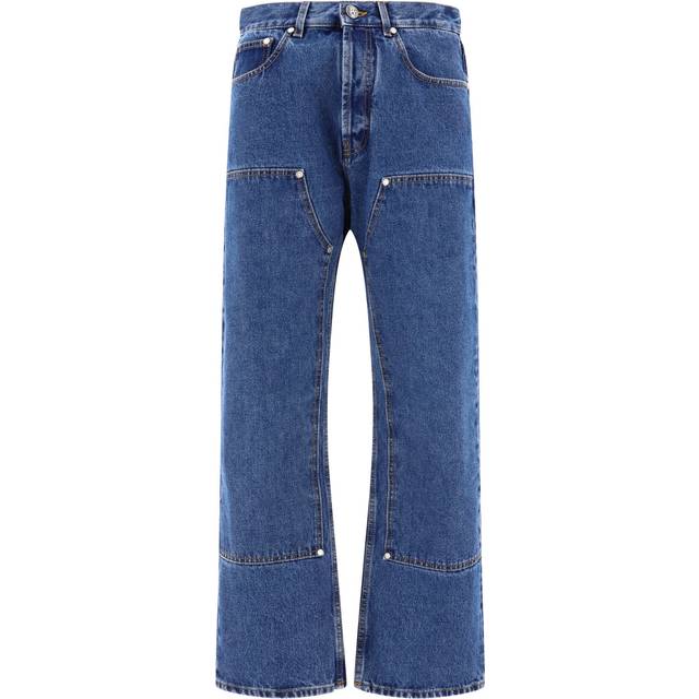 Palm Angels Men's Monogram Denim Jeans in Blue | Size 33 | PMYA043R24DEN004 (33)