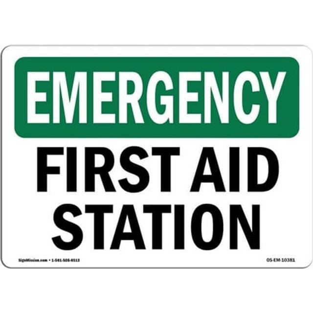SignMission OS-EM-D-57-L-10381 OSHA Emergency Sign - First Aid Station