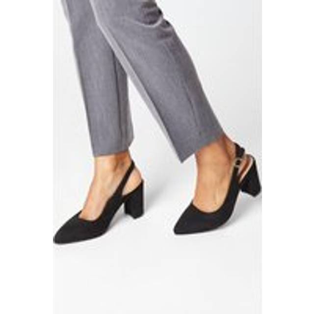 Womens Wide Fit Edelle Slingback Pointed Block Heel Court Shoes - Natural Black - 3