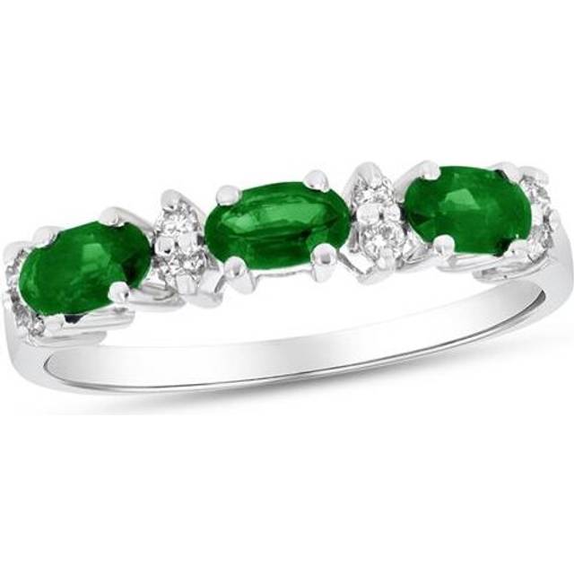 Louis Creations RL2513ED-4 0.75 CTW Diamond & Emerald Band, 14K White Gold - Size 4