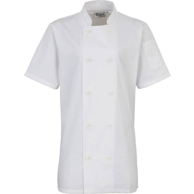(XS, White) Premier Womens/Ladies Short-Sleeved Chef Jacket
