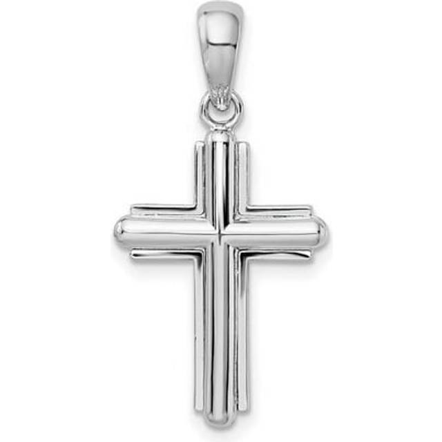 Sterling Silver Rounded Cross with Frame Pendant