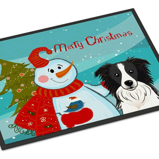 """""Caroline's Treasures Snowman with Border Collie Indoor or Outdoor Mat  24 by 36""""""""  Multicolor"""""