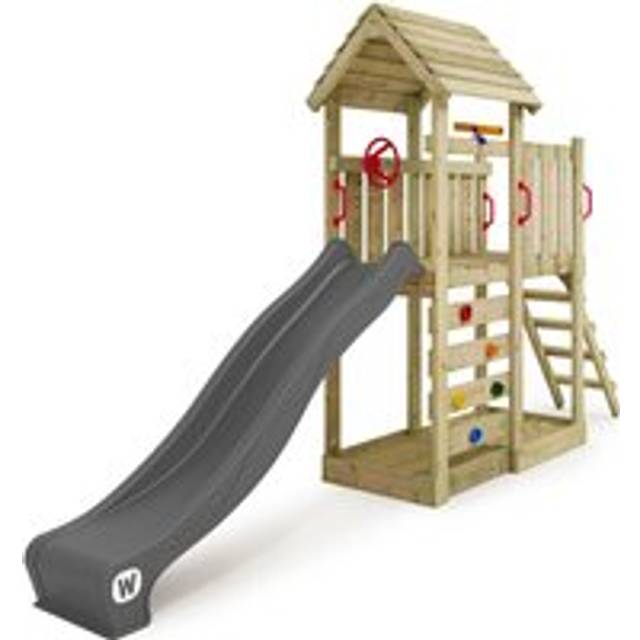 Wickey - Wooden climbing frame JoyFlyer with slide, Garden playhouse with sandpit, climbing ladder & play-accessories - anthracite