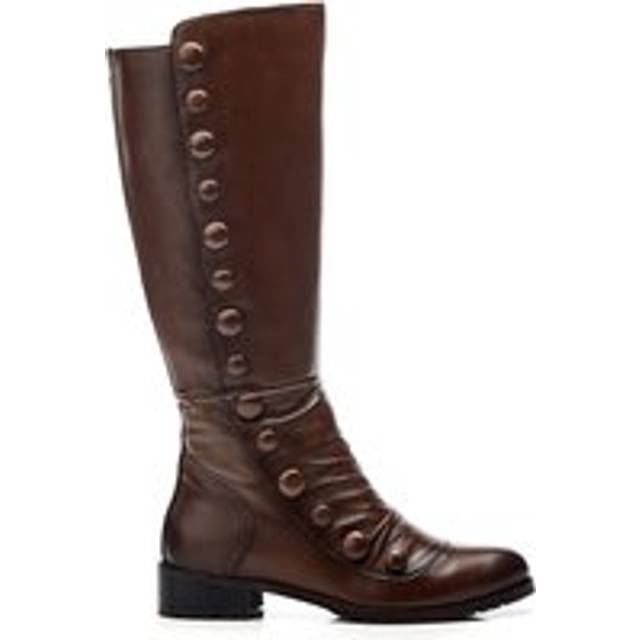 Moda in Pelle Irenne Leather Button Detail Long Boots