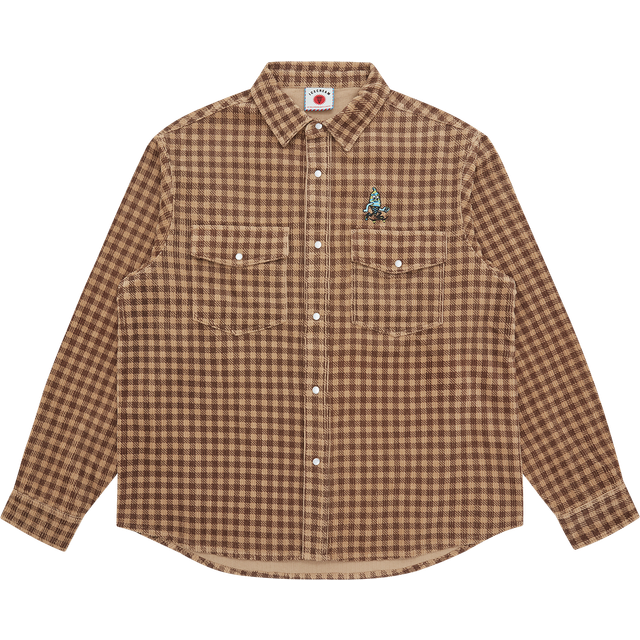 CORDUROY CHECK SHIRT - BROWN CHECK, M