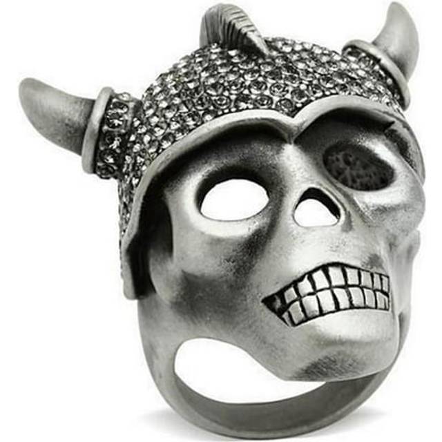 Alamode 3W015-12 Antique Silver White Metal Ring with Top Grade Crystal, Black Diamond - Size 12