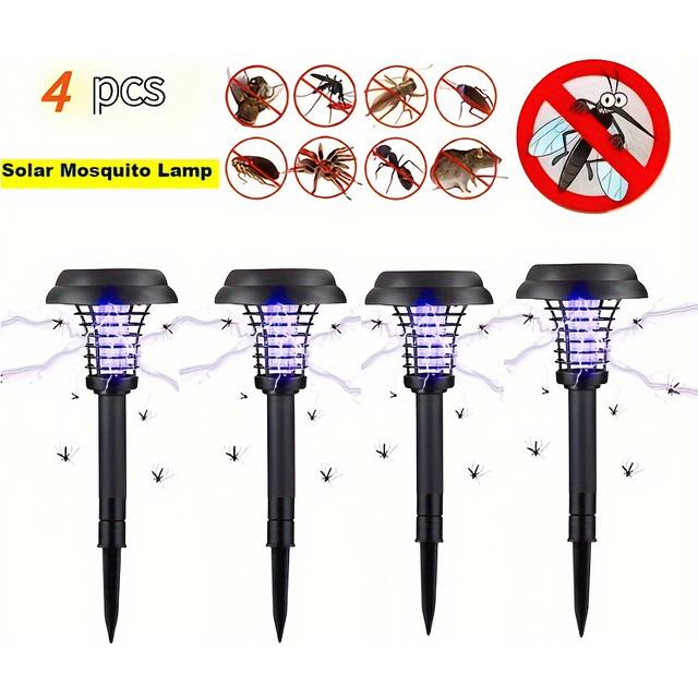 (4pcs) Solar-Powered Bug Zapper And Mosquito Killer Light For Indoor And Outdoor Use