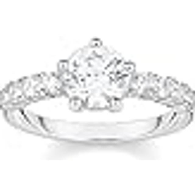 Thomas Sabo Silver solitaire ring with white zirconia in different sizes white TR2440-051-14-60 - silver-coloured/white