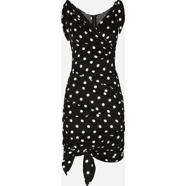 Dolce & Gabbana, Klänning, Dam, XS, Klänning med polka dot-mönster - black (XS)