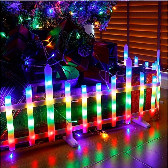 (Four Color, 2.8m(110.24in)) Solar-Powered Plastic Garden Fence Lights, Semi-Flush Mount In-Ground Outdoor Landscape