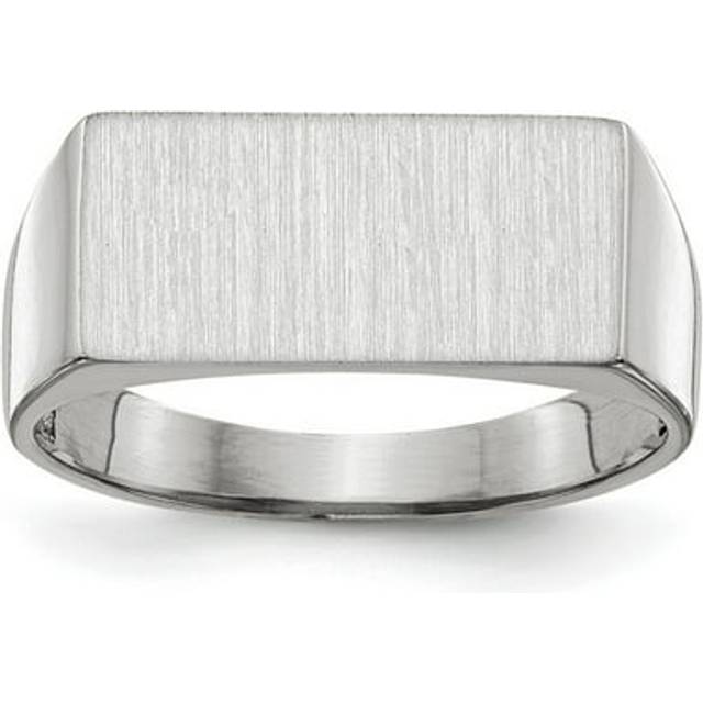 Quality Gold RS626 8.0 x 16.5 mm 14K Gold Closed Back Signet Ring, White - Size 9