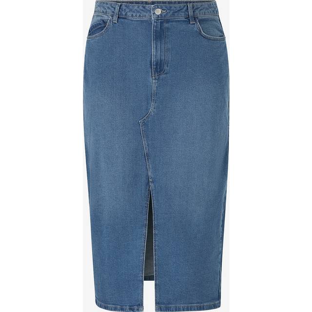 Noisy May Curve - Jeanskjol nmKath NW Slit Midi Skirt - Blå