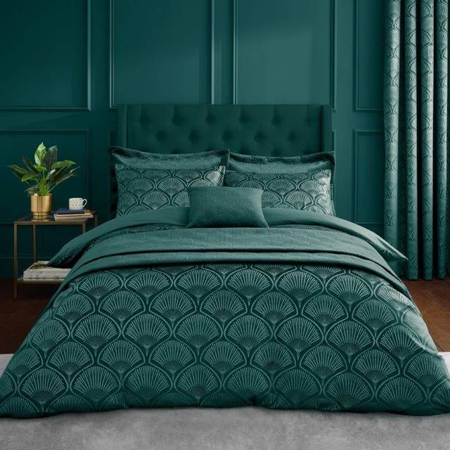 Art Deco Pearl Duvet Cover Set - Teal (King Duvet Cover + 2 Standard Pillowcases)