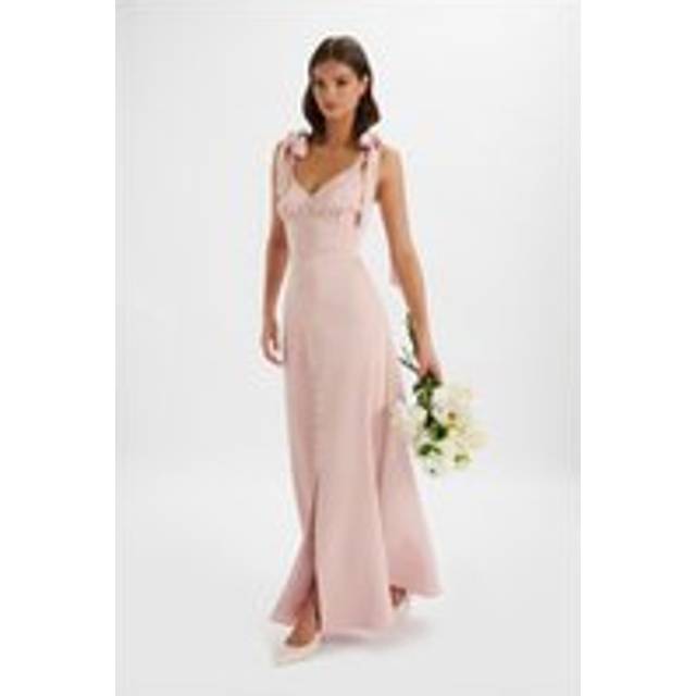 Lavish Alice REVE Satin Tie Shoulder Maxi Dress in Pink SM UK10