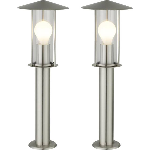 Set of 2 Treviso - Brushed Stainless Steel Outdoor Post Lights
