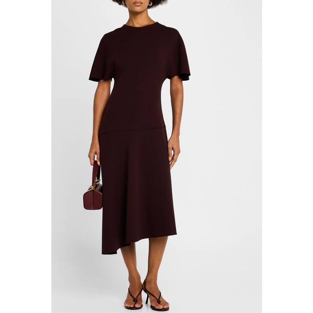 Nicola Asymmetric Midi Dress - AUBERGINE - Medium