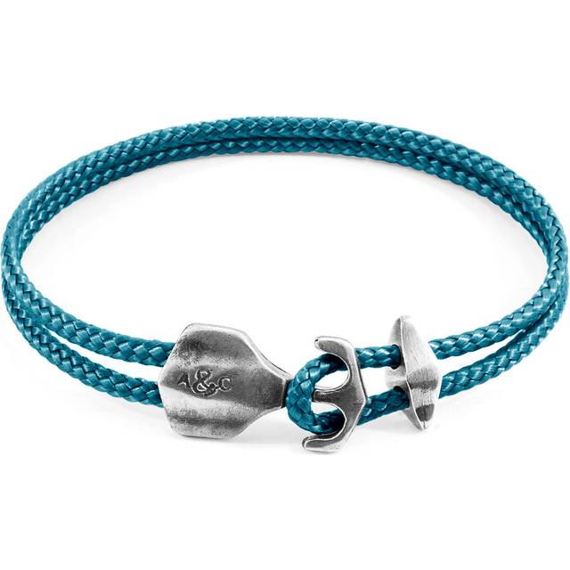 Ocean Blue Delta Anchor Silver and Rope Bracelet