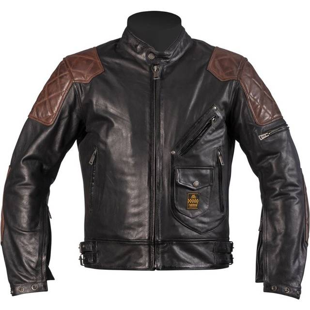 Helstons Chuck Motorcycle Leather Jacket, black-brown, Size S for Men