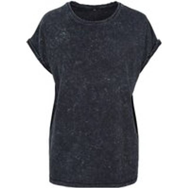 (XL, Black) Build Your Brand Womens/Ladies Acid Wash Extended Shoulder T-Shirt