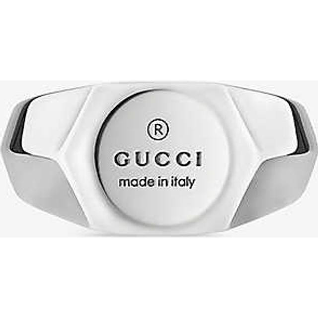 Gucci Womens Silver Trademark Logo-embossed Sterling-silver Ring P - SILVER