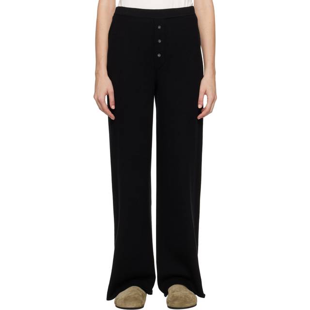 Everywear Cashmere Knit Relaxed Pants - Black - X-Small