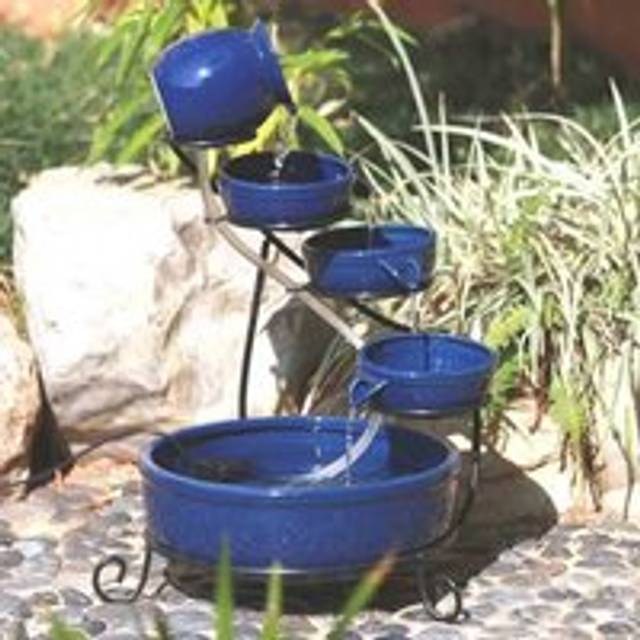 Bermuda Ocean Cascade Water Feature - Bermuda Water Gardens - Blue - 32 x 32 x 53cm