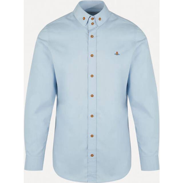 VIVIENNE WESTWOOD Men's Logo Cotton Krall Long Sleeved Shirt - Blue