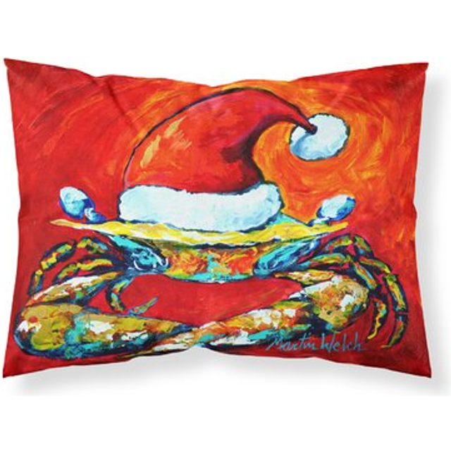 Caroline's Treasures MW1169PILLOWCASE Crab In Santa Hat Santa Claws Moisture Wicking Fabric Standard Pillowcase  Large  Multicolor
