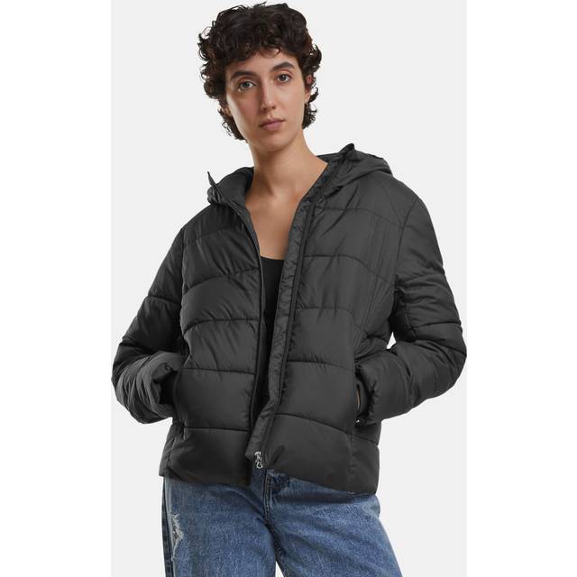 Urban Classics Ladies Short Puffer Jacket with Hood Winter Jacket black - XS