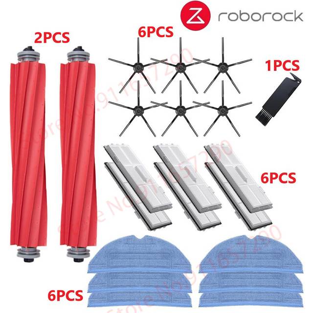 (Black 21pcs) Roborock S7 S70 S75 S7Max s7MaxV T7S Plus Main Side Brush Mops Cloths