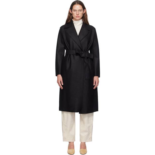 Harris Wharf London Black Belted Long Coat - 199 Black - IT 42